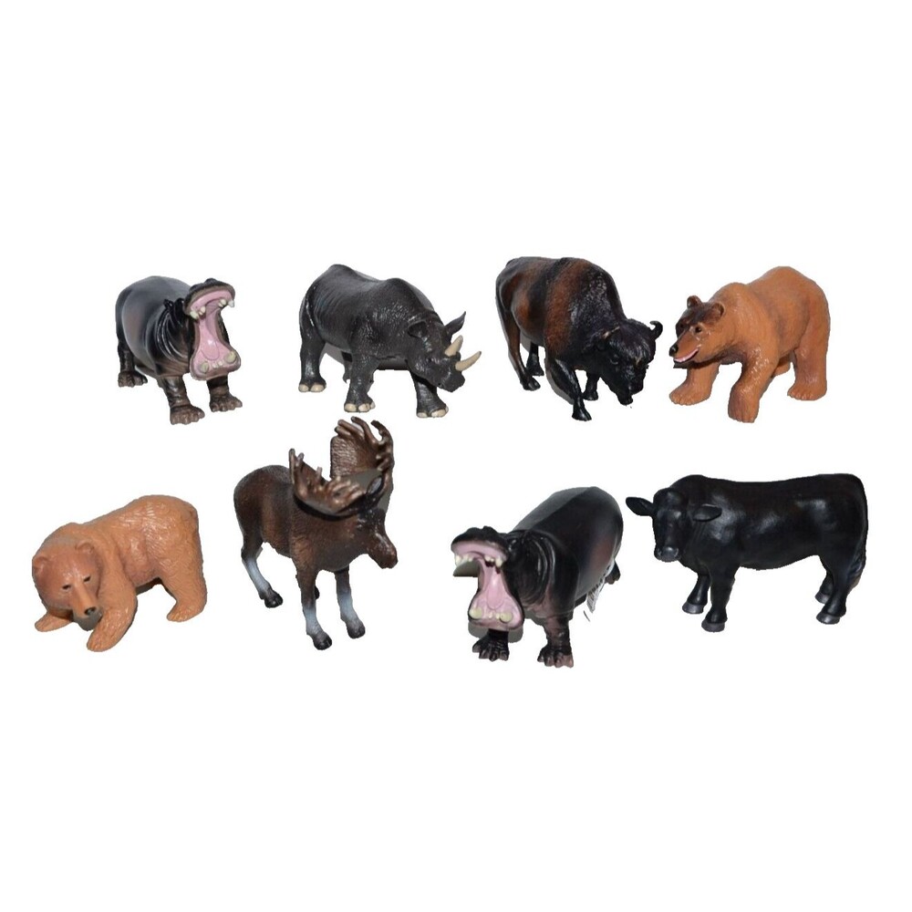 Bear Moose Rhino‎ Bull Bison Hippo Zoo Figure Safari  Battat Animal Lot Rodeo